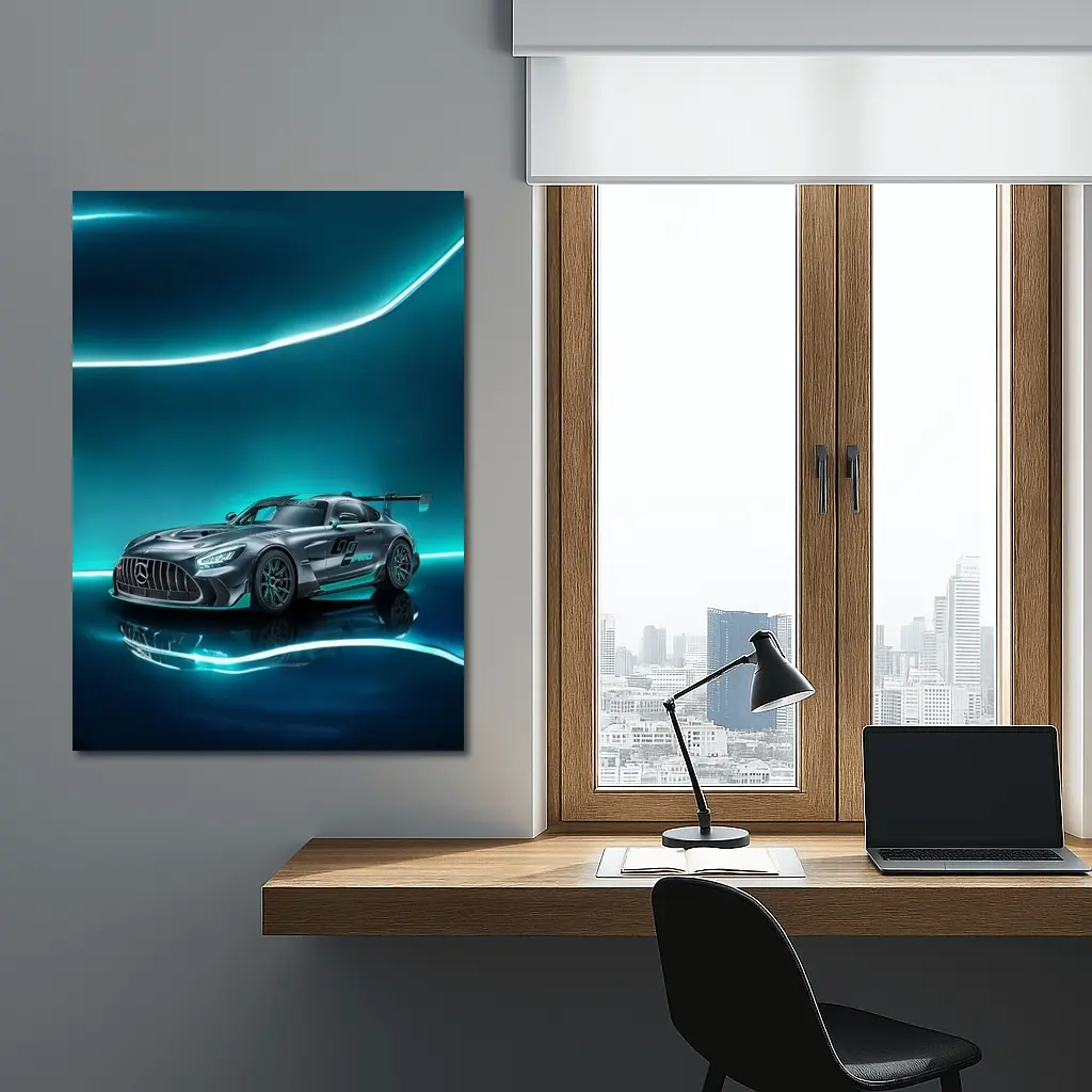 Mercedes AMG GT2 Neon Teal Studio – Wall Art