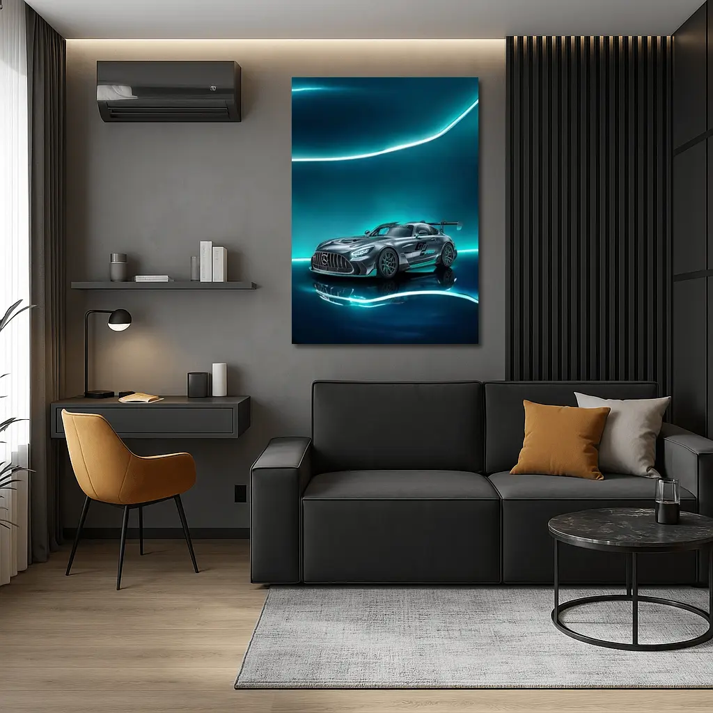 Mercedes AMG GT2 Neon Teal Studio – Wall Art