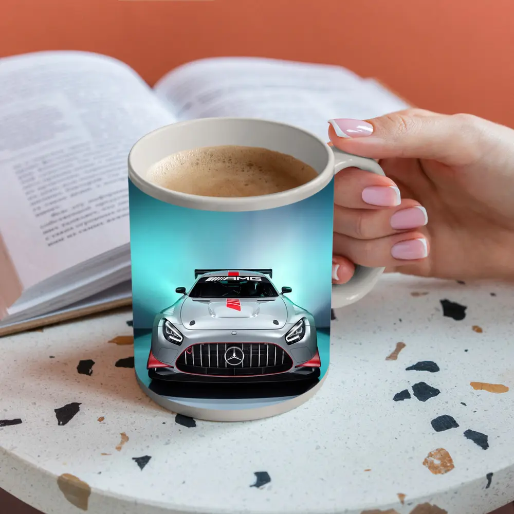 Mercedes AMG GT3 Silver Studio Front View – Mugs