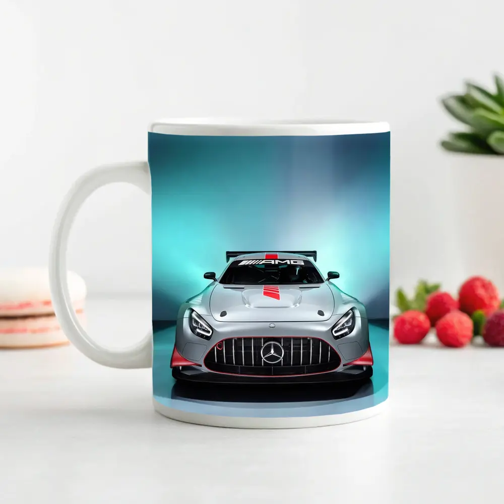 Mercedes AMG GT3 Silver Studio Front View – Mugs