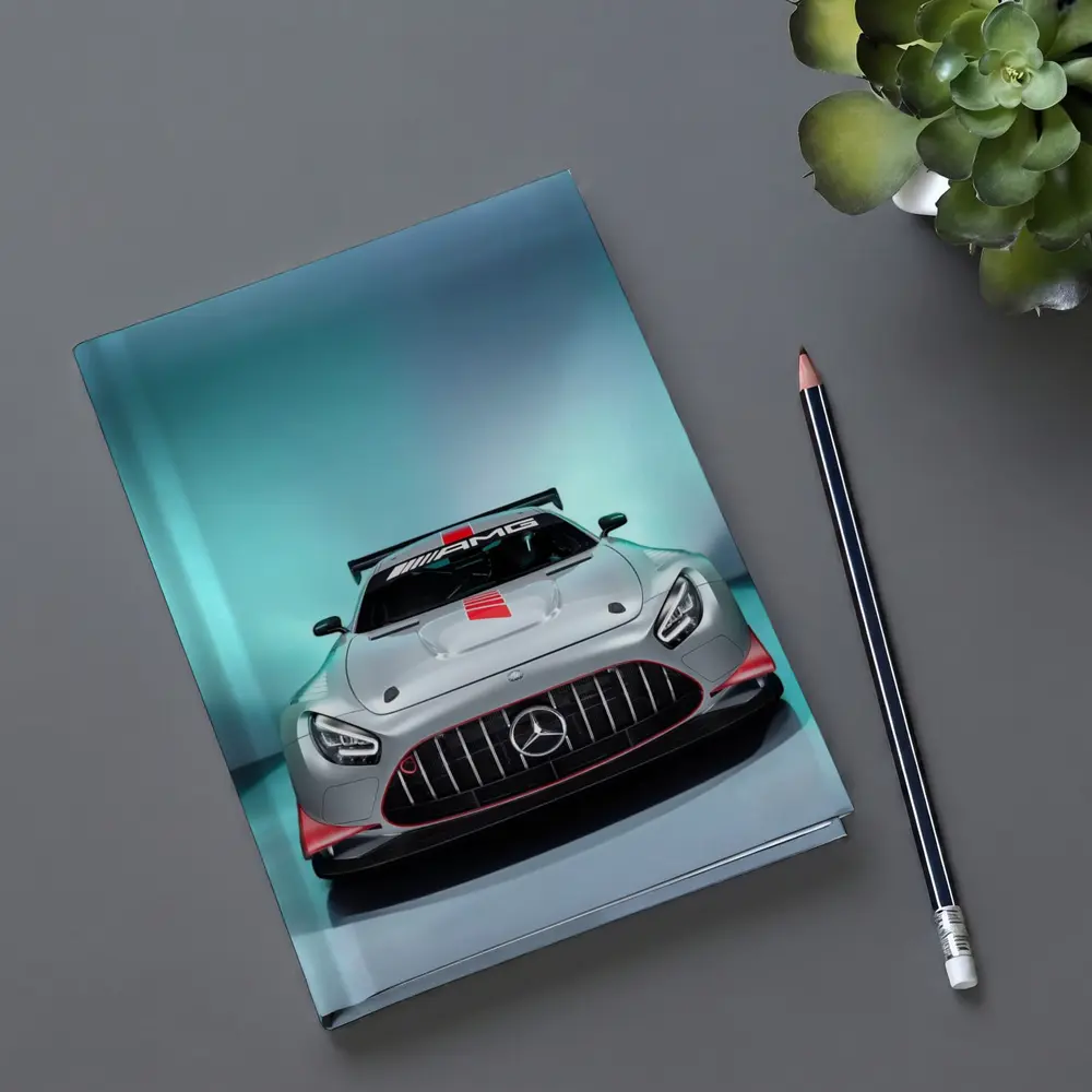 Mercedes AMG GT3 Silver Studio Front View – Notebooks