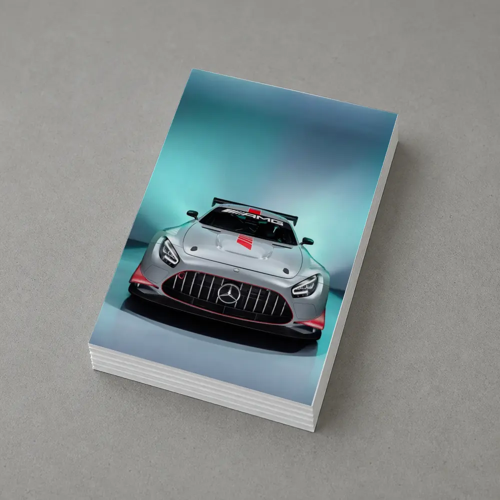 Mercedes AMG GT3 Silver Studio Front View – Postcards