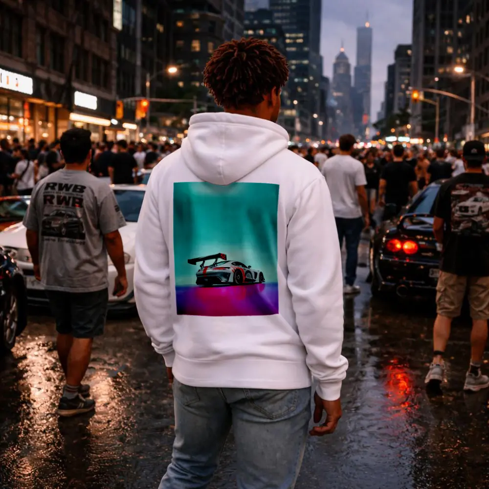 Mercedes AMG GT3 Racing Car Neon Background – Hoodies