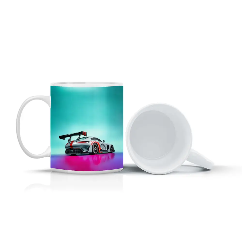 Mercedes AMG GT3 Racing Car Neon Background – Mugs