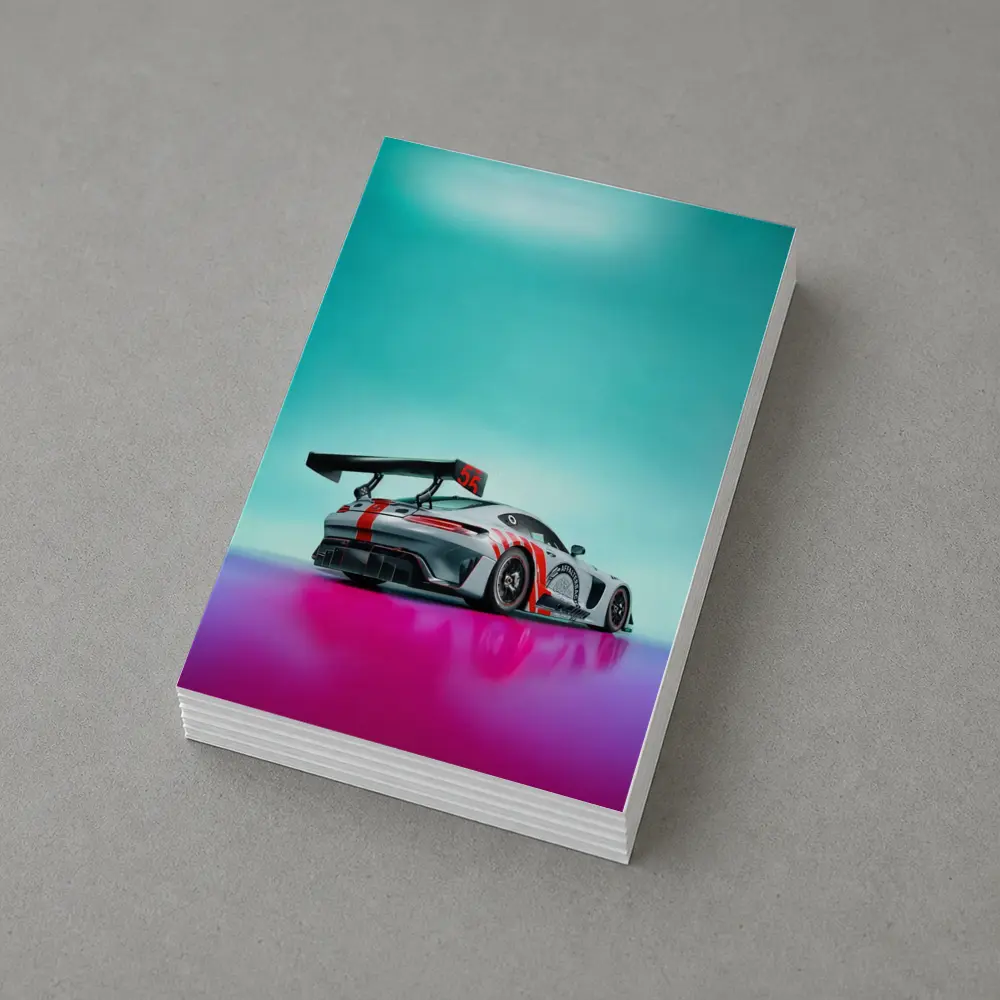 Mercedes AMG GT3 Racing Car Neon Background – Postcards