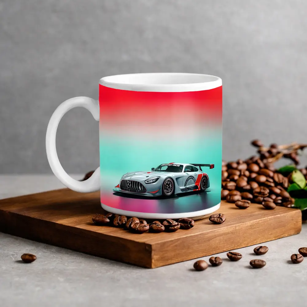Mercedes AMG GT3 Racing Car Neon Background – Mugs