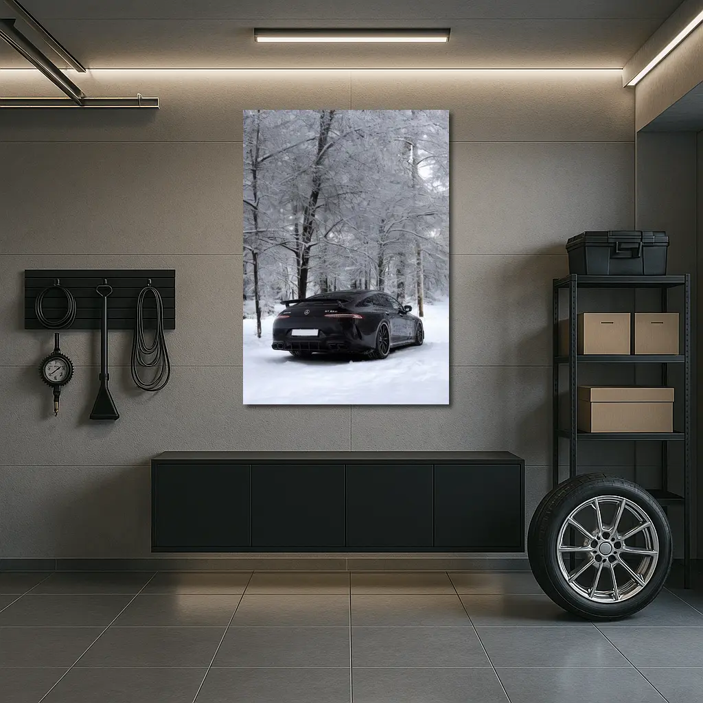 Mercedes AMG GT63 Black Snow Winter Forest – Wall Art