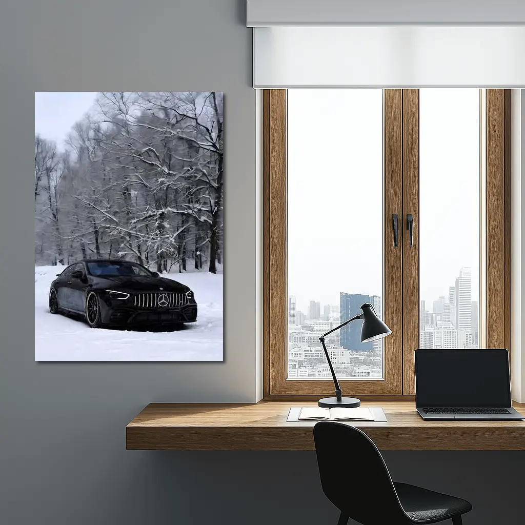 Mercedes AMG GT63 Black Snow Winter Forest – Wall Art