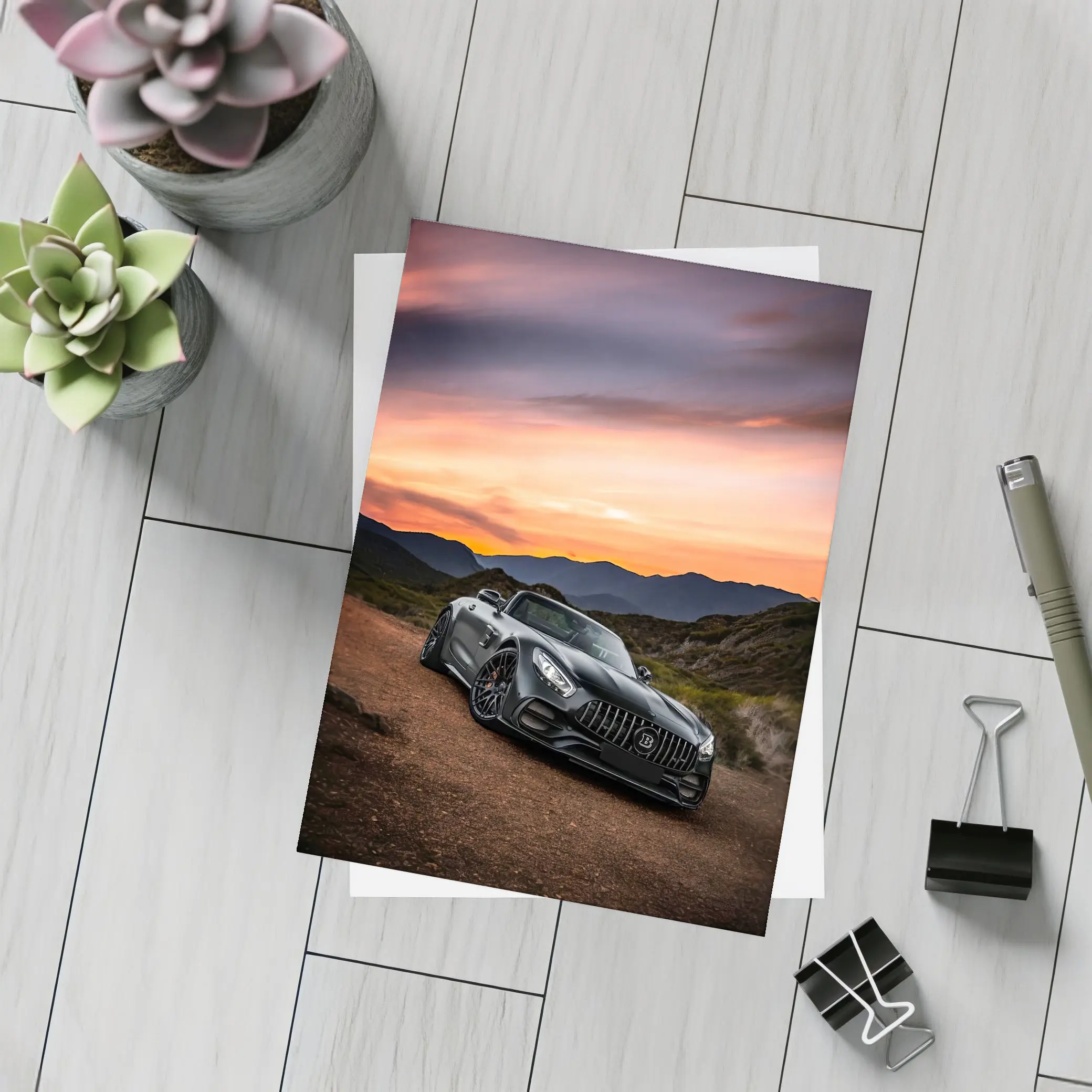 Mercedes AMG GT Roadster Sunset Mountain View – Postcards