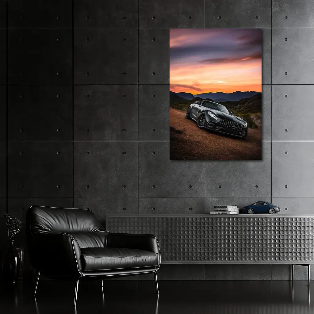 Mercedes AMG GT Roadster Sunset Mountain View – Wall Art