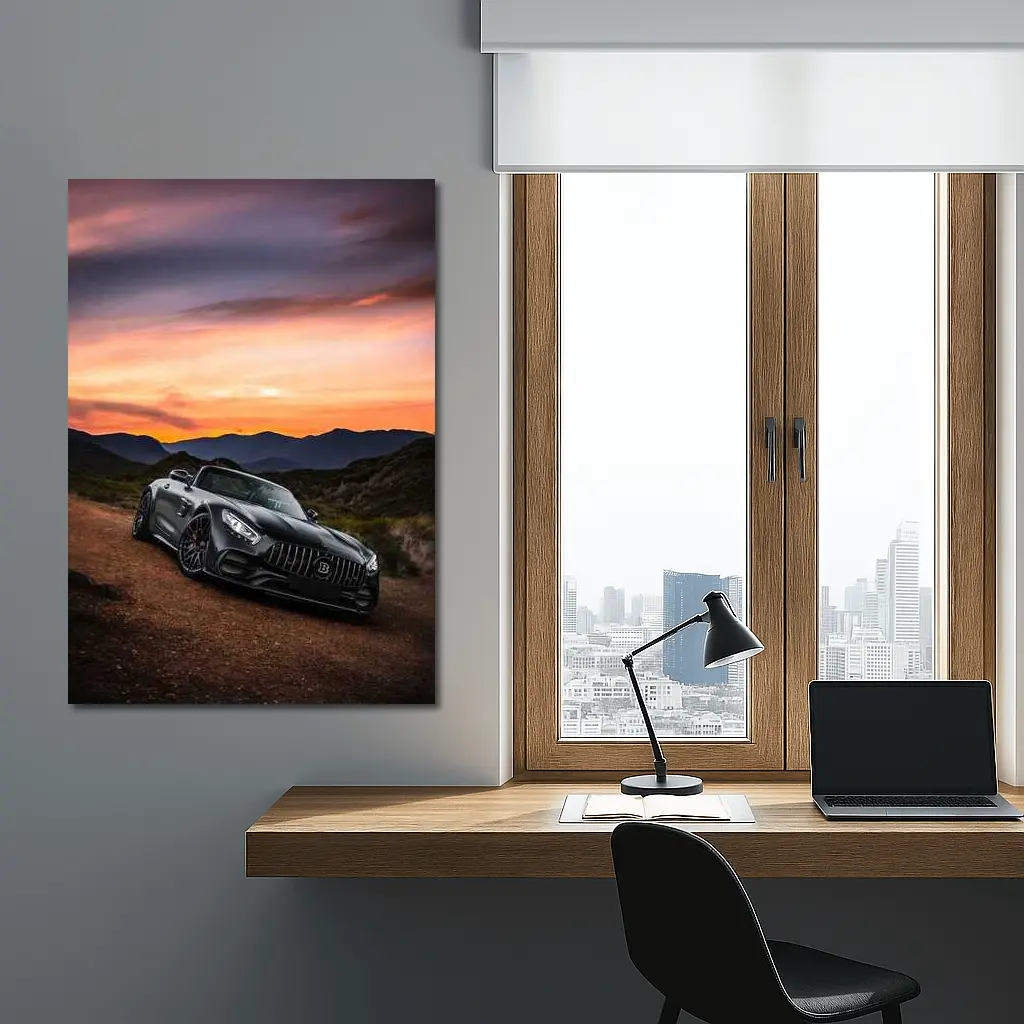 Mercedes AMG GT Roadster Sunset Mountain View – Wall Art