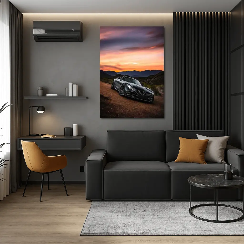 Mercedes AMG GT Roadster Sunset Mountain View – Wall Art