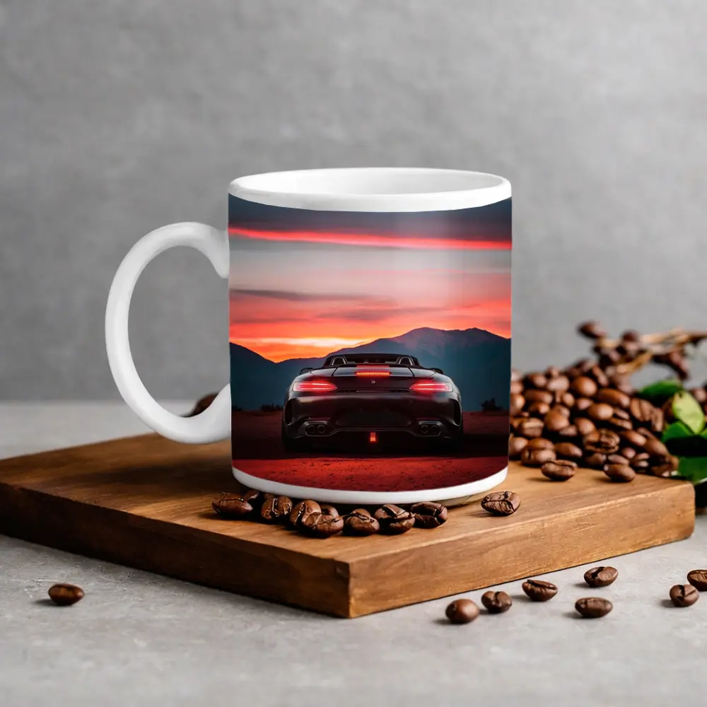 Mercedes AMG GT Rear Desert Sunset View – Mugs