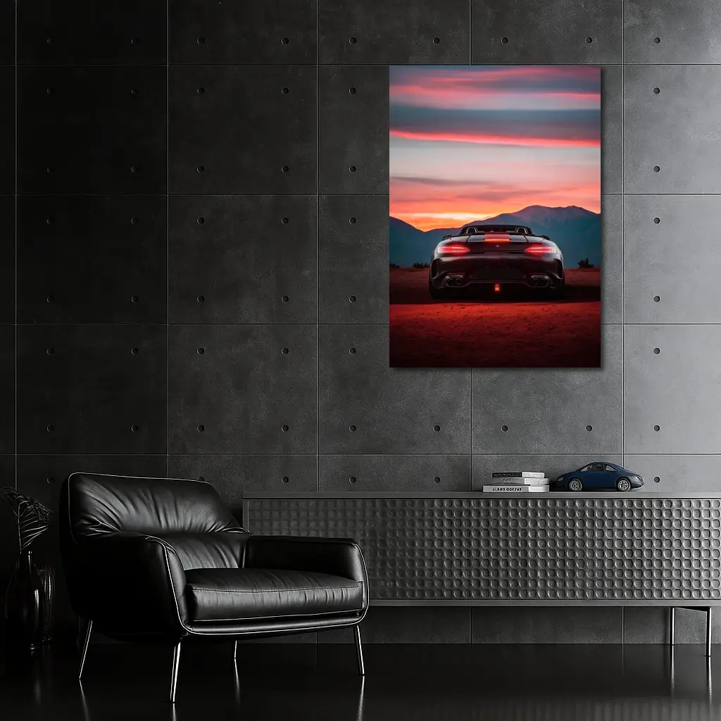 Mercedes AMG GT Rear Desert Sunset View – Wall Art