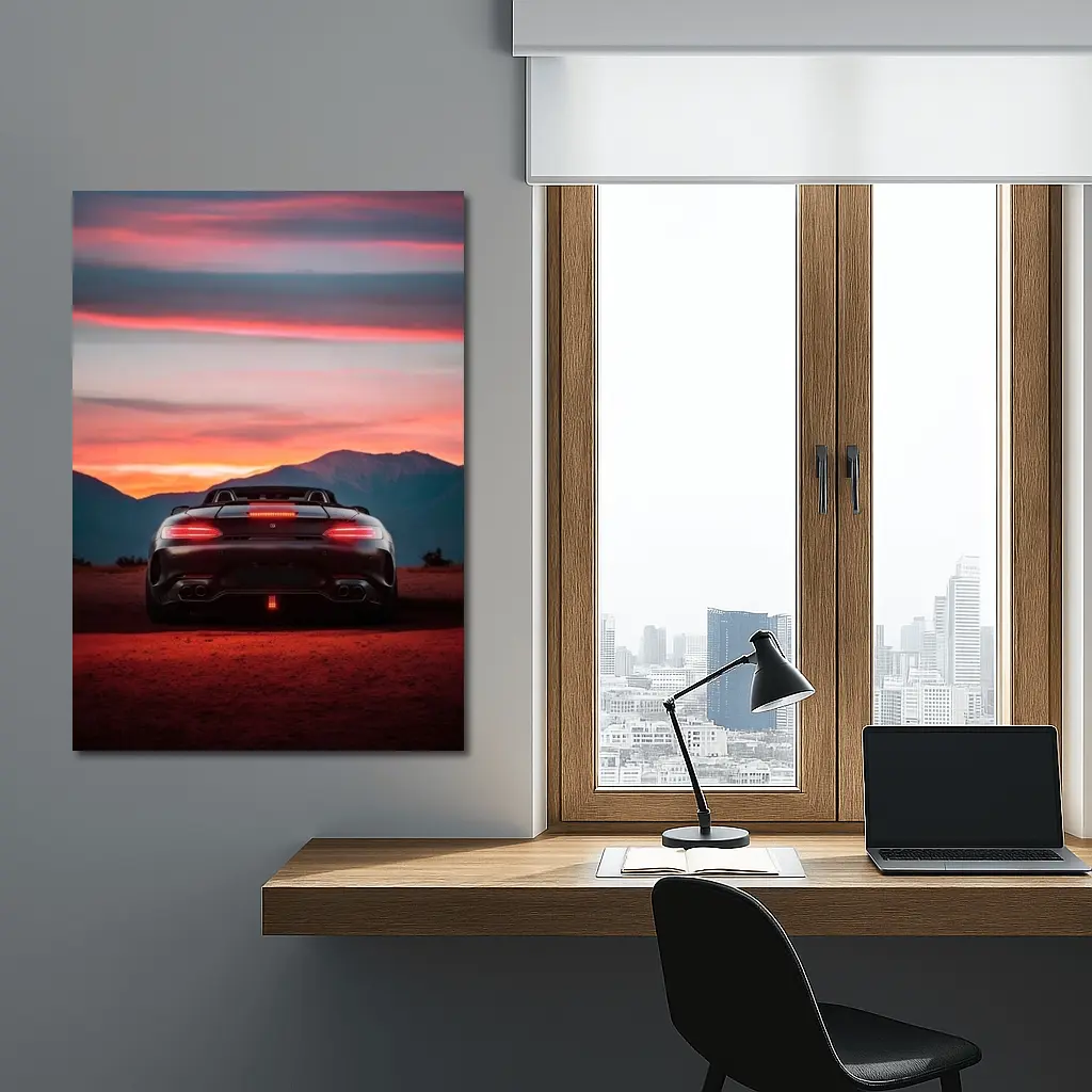 Mercedes AMG GT Rear Desert Sunset View – Wall Art