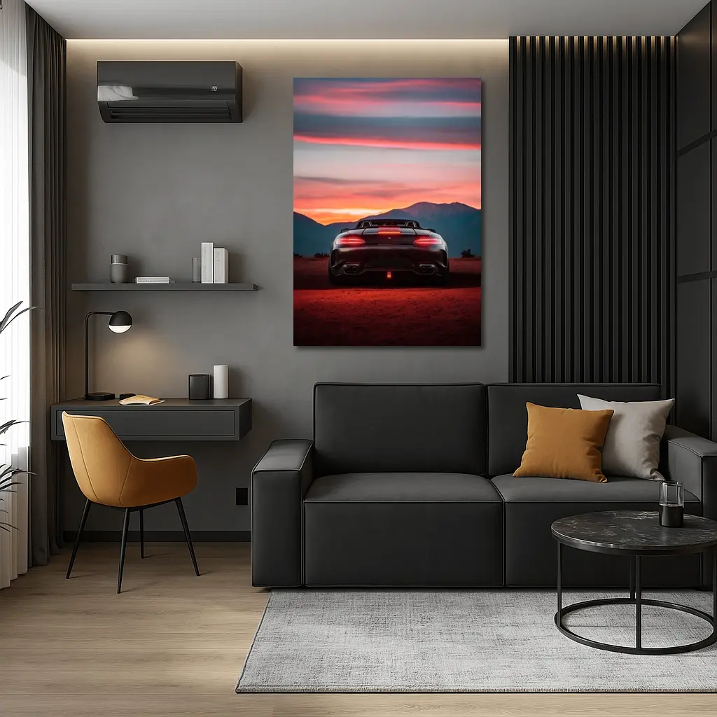 Mercedes AMG GT Rear Desert Sunset View – Wall Art