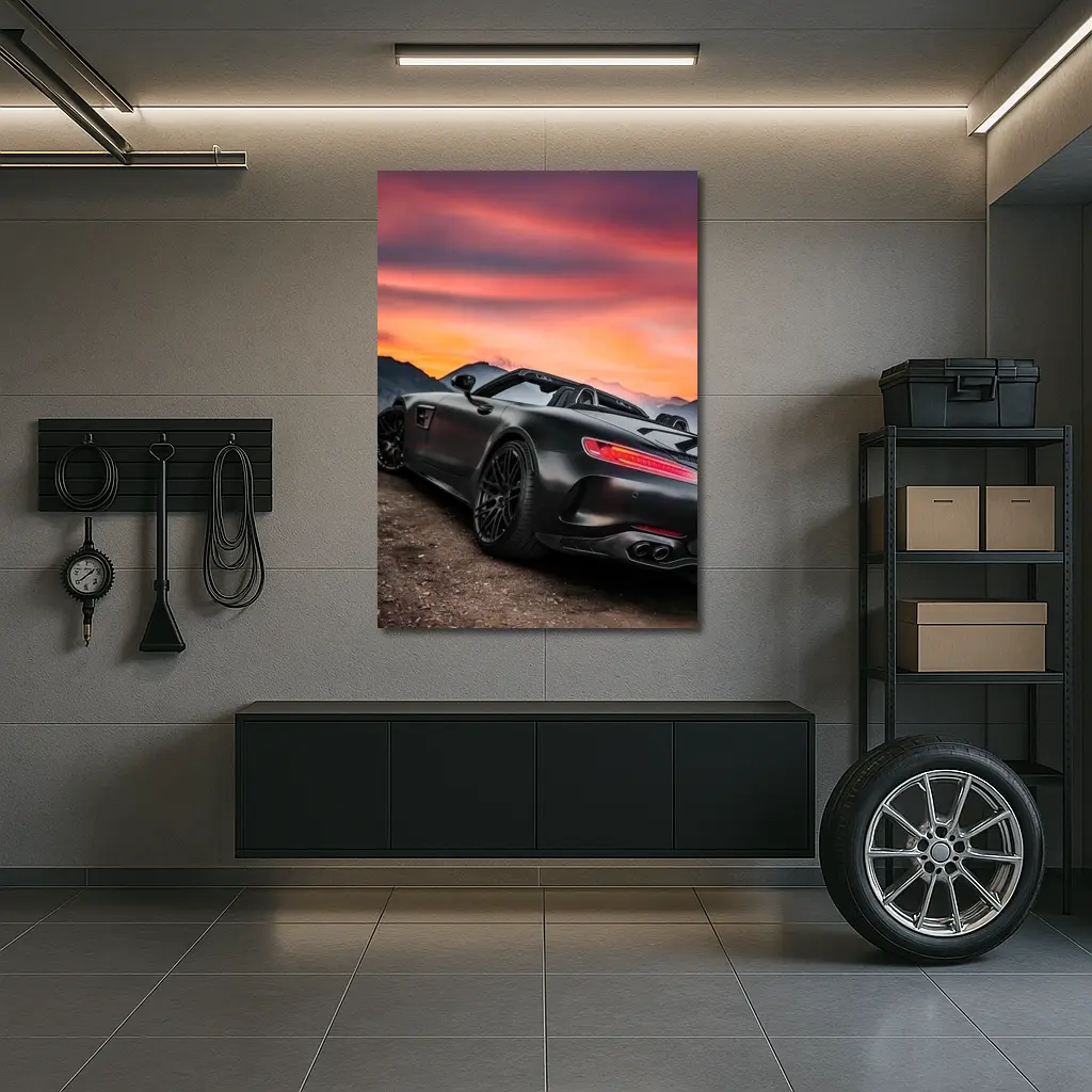 Mercedes AMG GT Roadster Fiery Sunset Sky – Wall Art