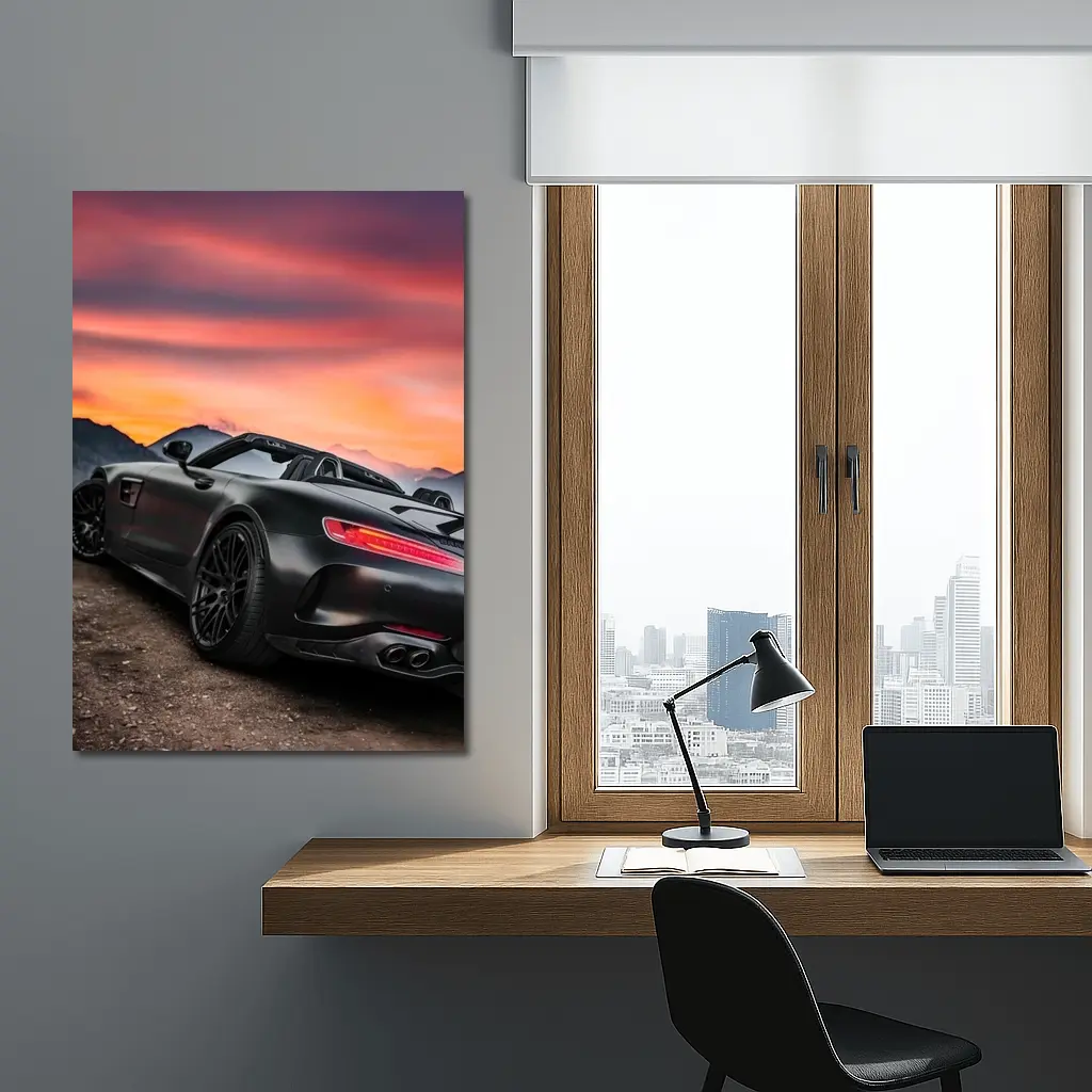 Mercedes AMG GT Roadster Fiery Sunset Sky – Wall Art