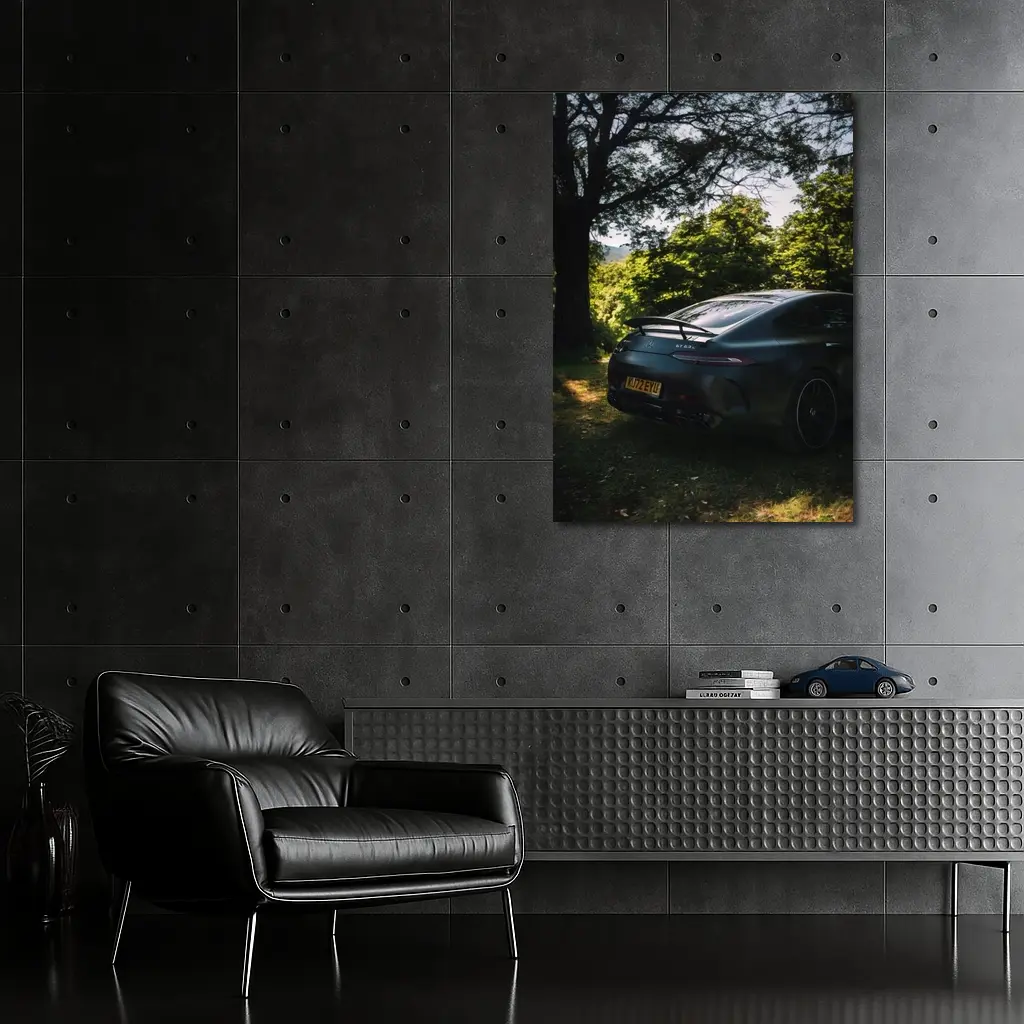 Mercedes AMG GT Matte Black Forest Setting – Wall Art