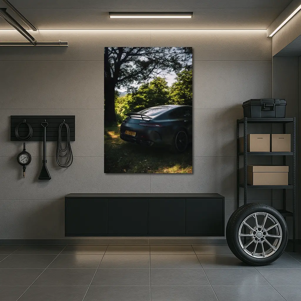 Mercedes AMG GT Matte Black Forest Setting – Wall Art