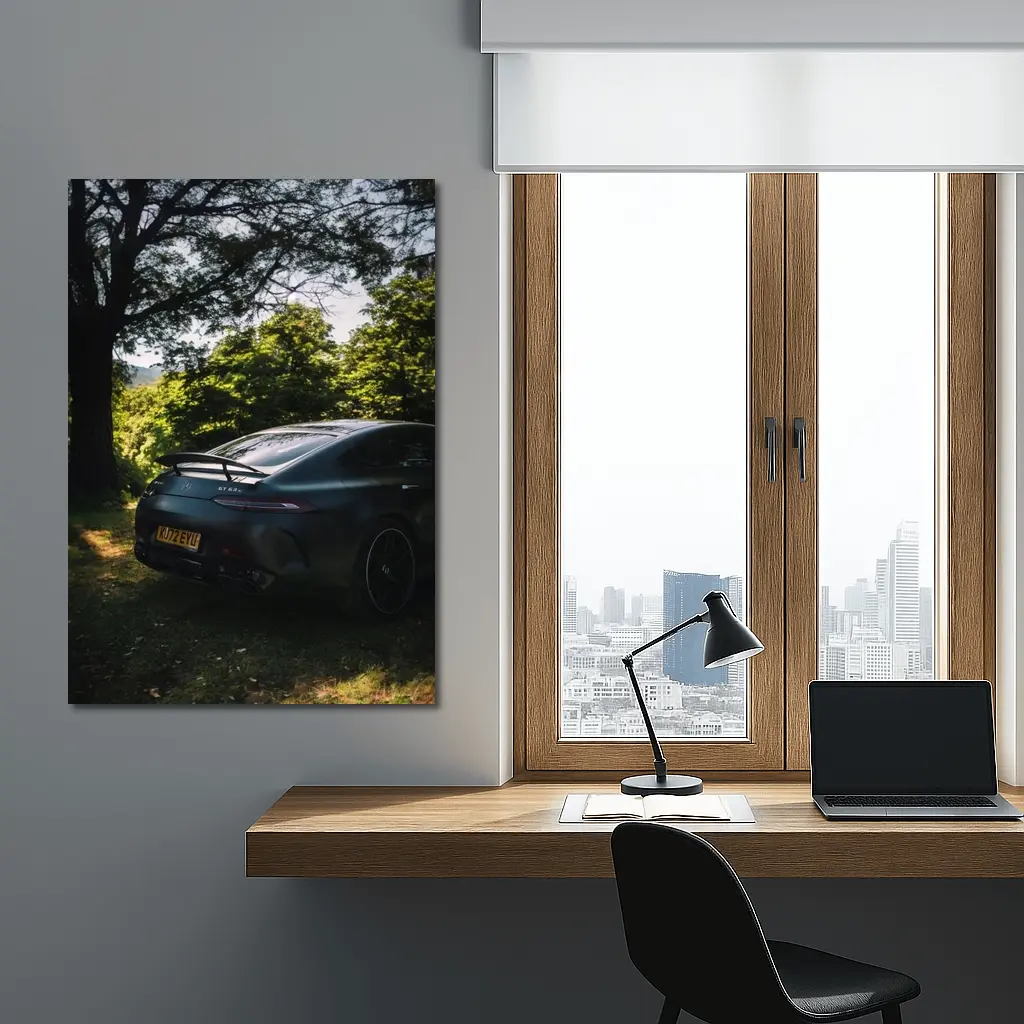 Mercedes AMG GT Matte Black Forest Setting – Wall Art