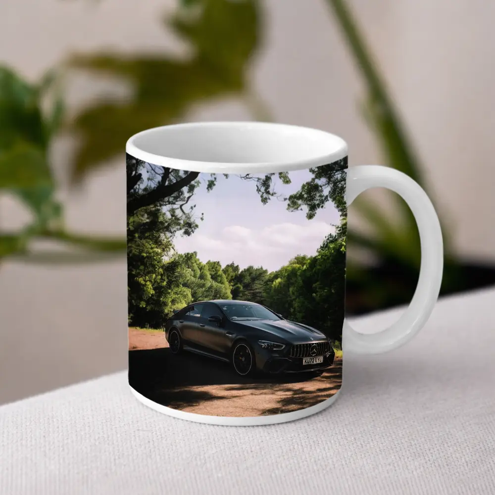 Mercedes AMG GT Dark Sedan Forest Road – Mugs