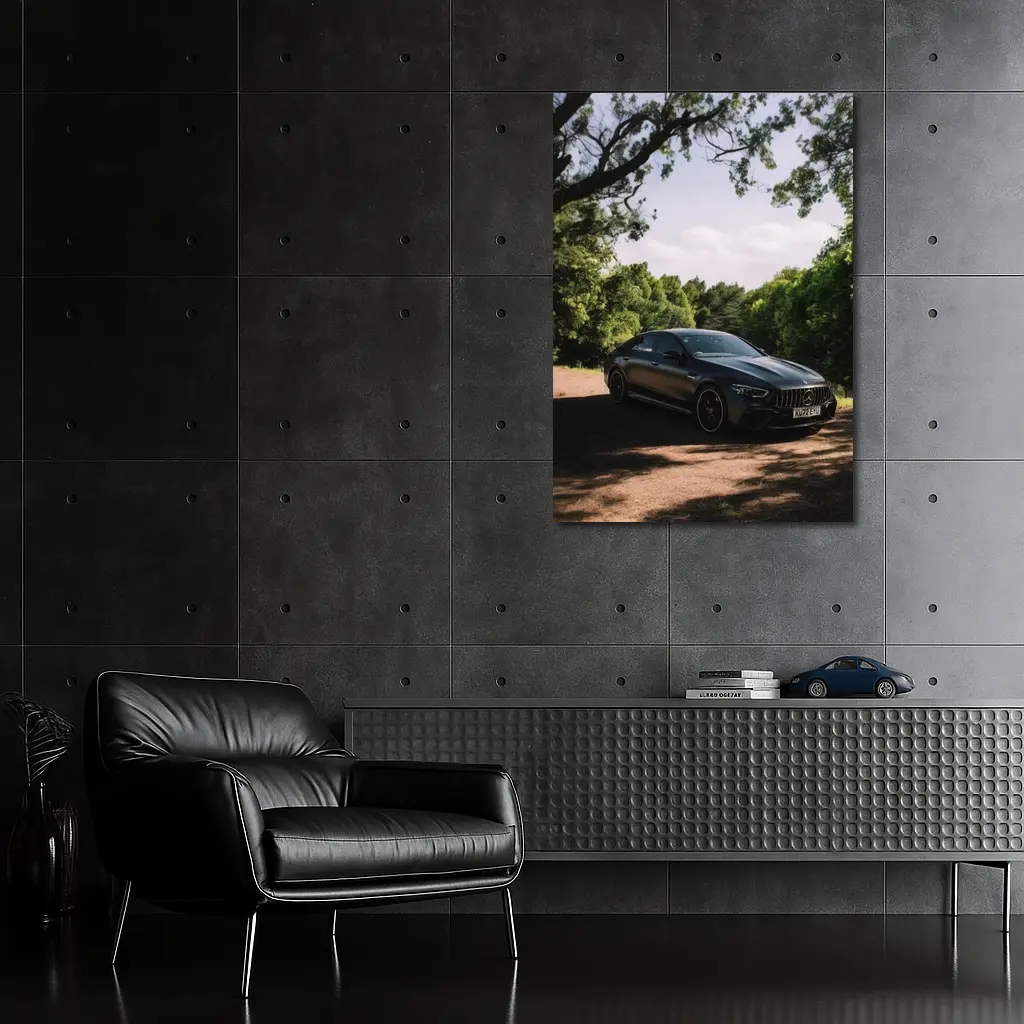 Mercedes AMG GT Dark Sedan Forest Road – Wall Art
