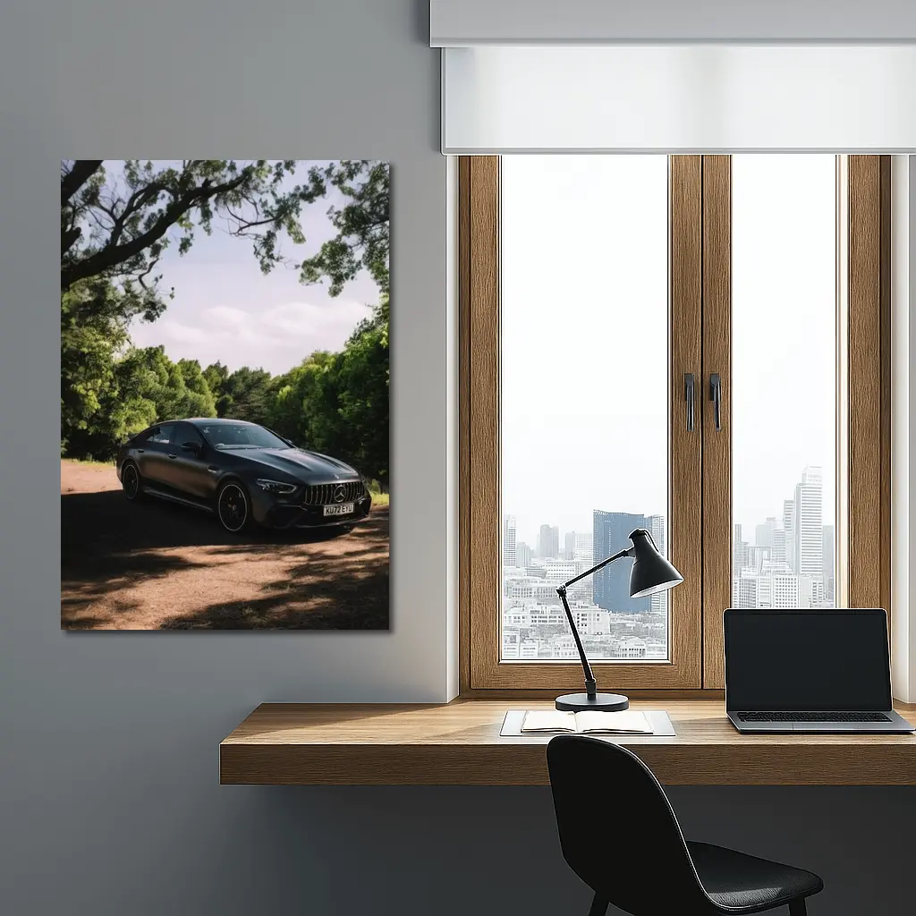 Mercedes AMG GT Dark Sedan Forest Road – Wall Art