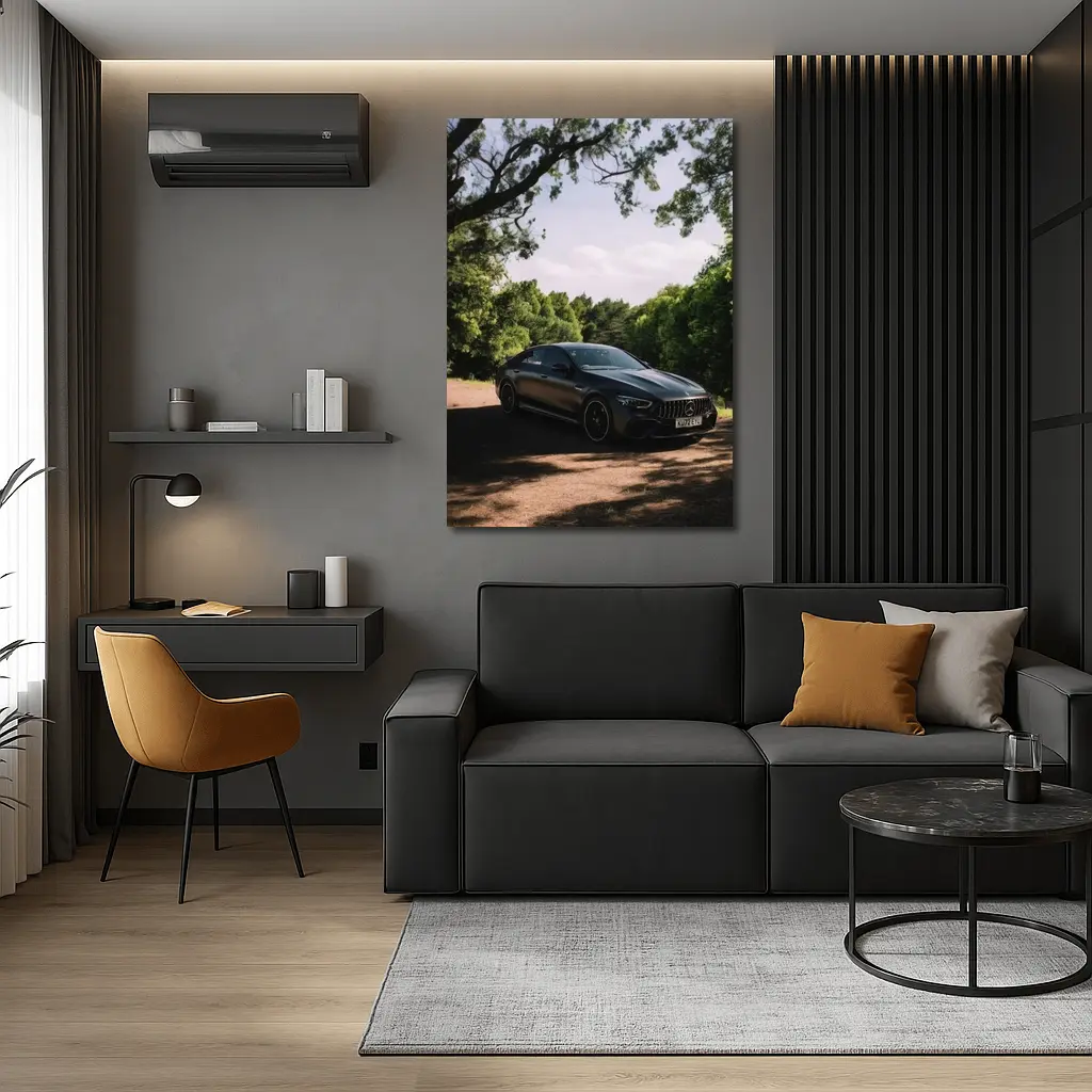 Mercedes AMG GT Dark Sedan Forest Road – Wall Art