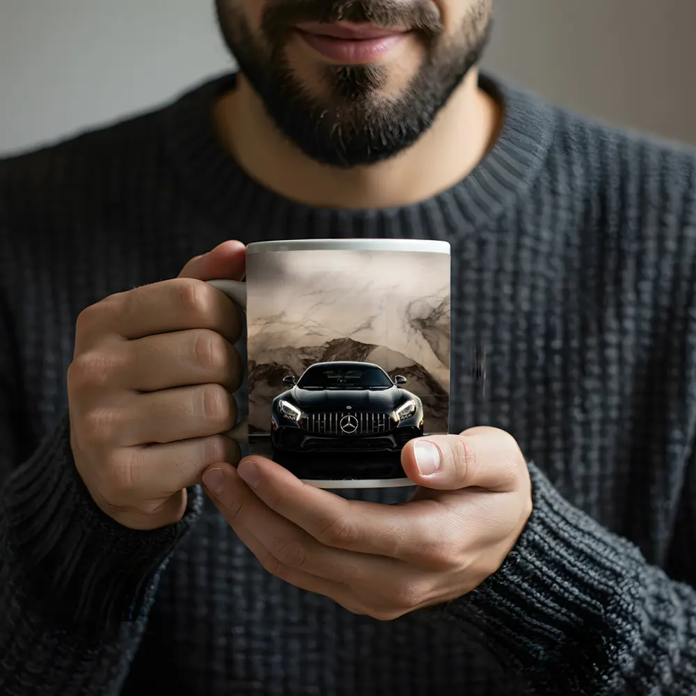 Mercedes AMG GT Black Marble Background – Mugs