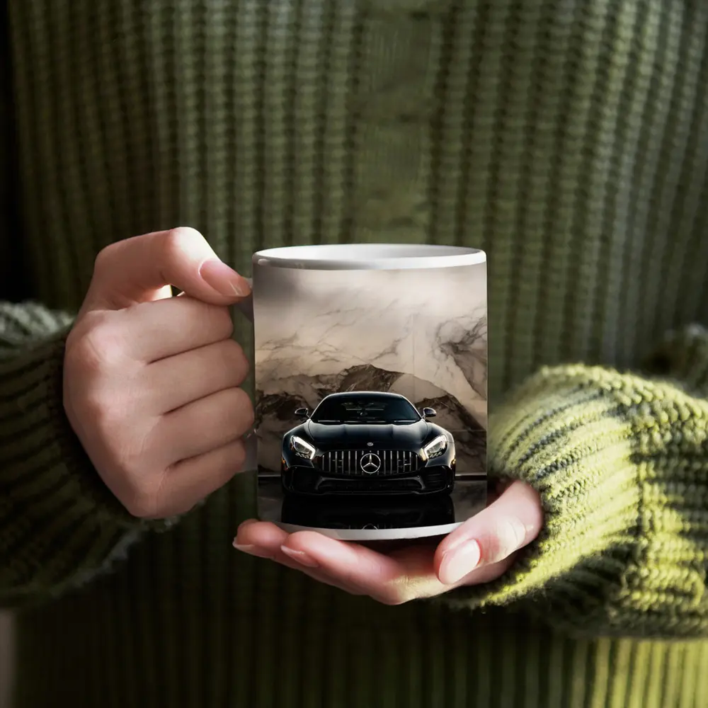 Mercedes AMG GT Black Marble Background – Mugs