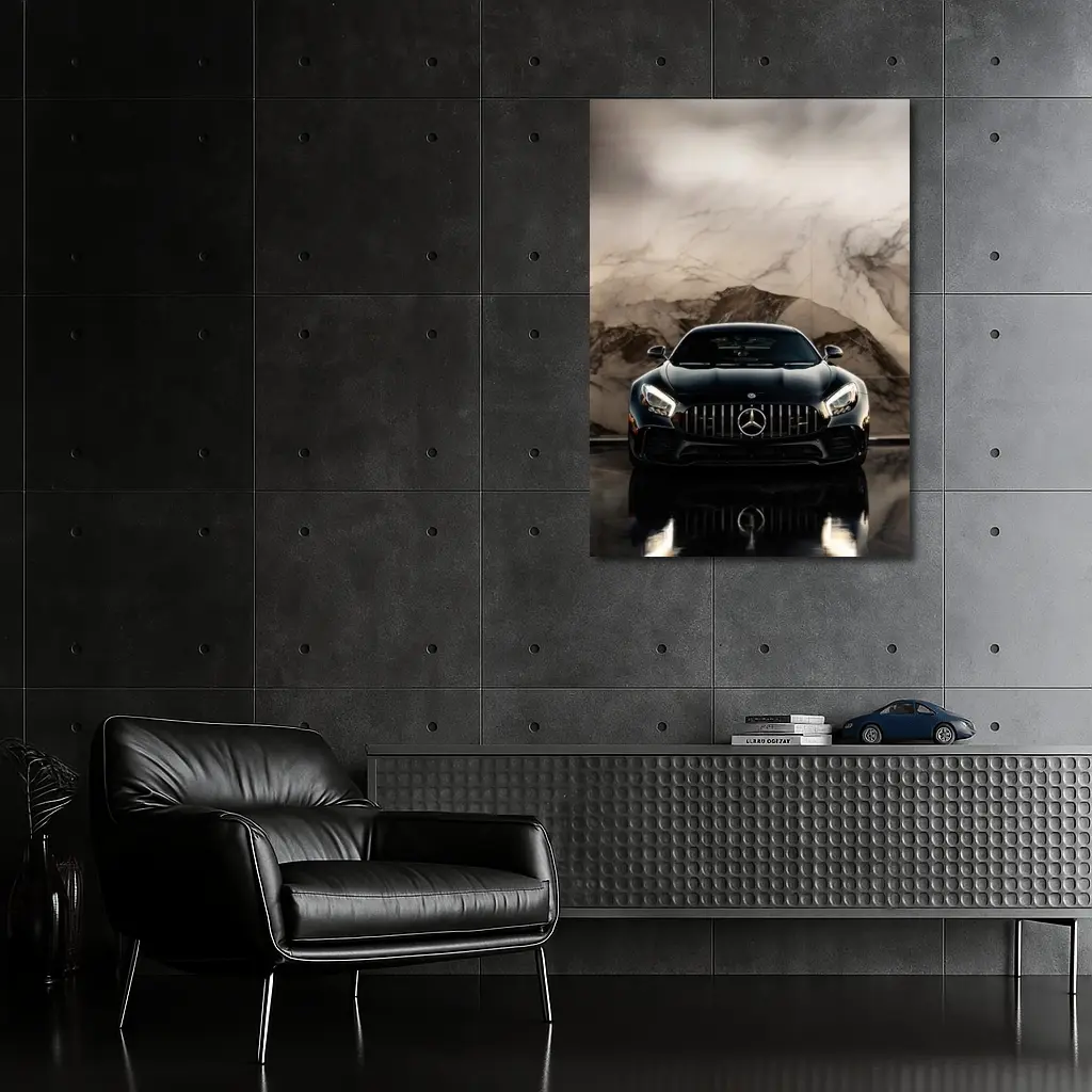 Mercedes AMG GT Black Marble Background – Wall Art