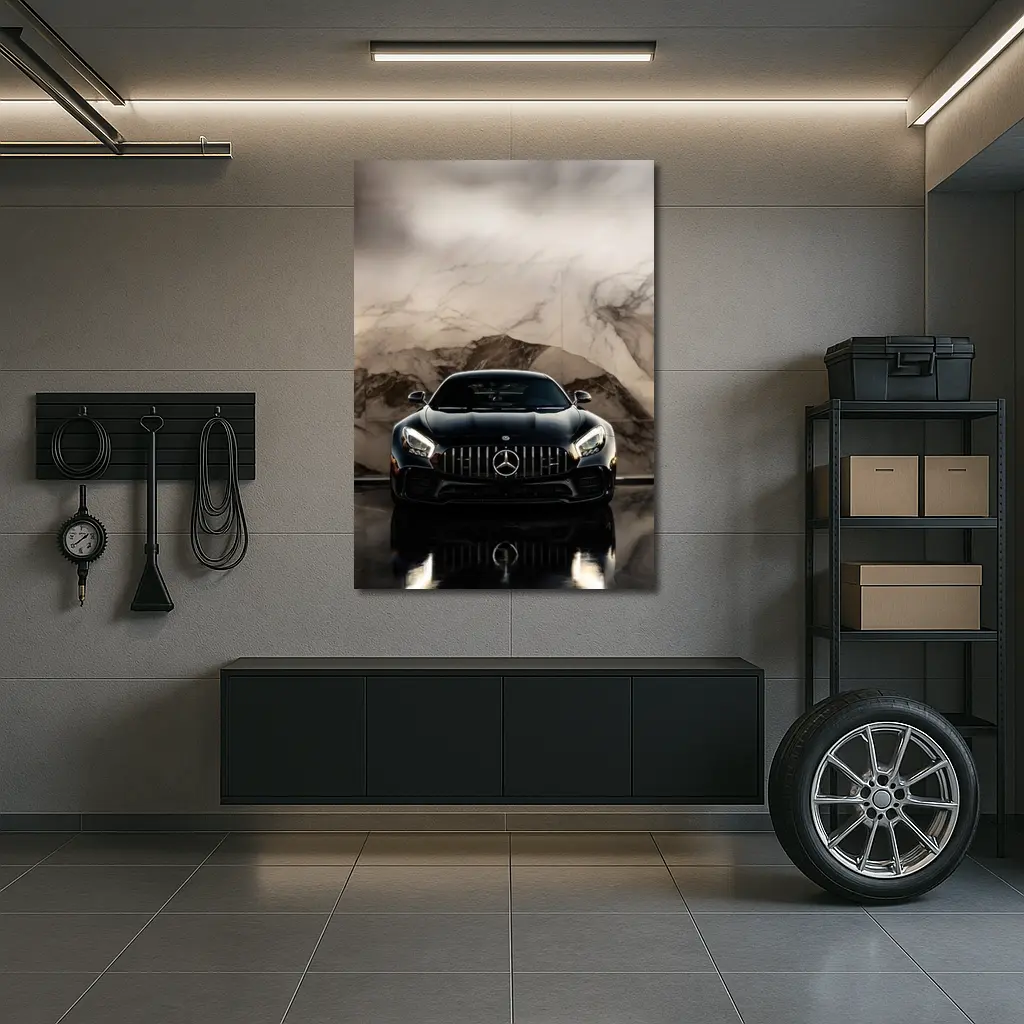 Mercedes AMG GT Black Marble Background – Wall Art