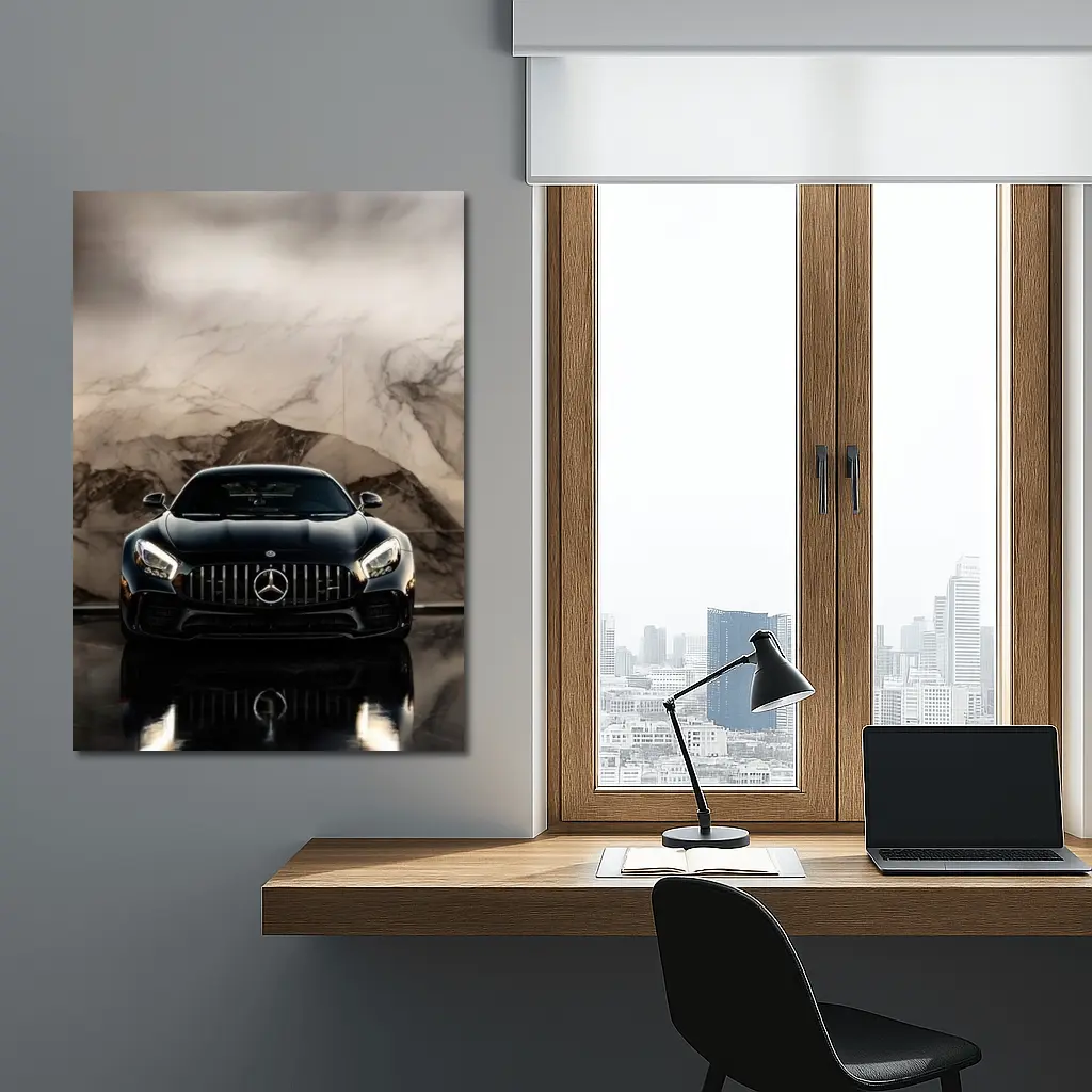 Mercedes AMG GT Black Marble Background – Wall Art
