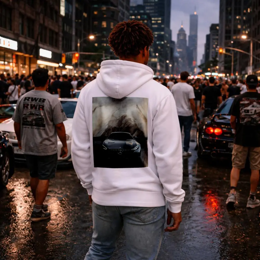 Mercedes AMG GT Front View Marble Background – Hoodies