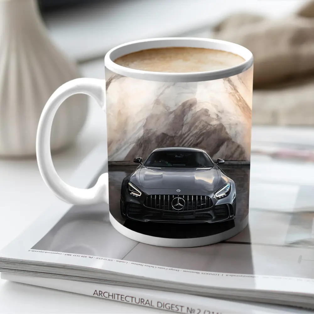 Mercedes AMG GT Front View Marble Background – Mugs