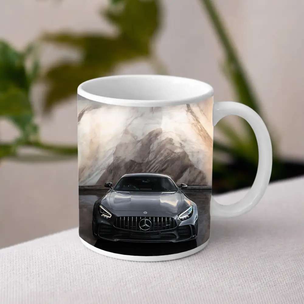 Mercedes AMG GT Front View Marble Background – Mugs