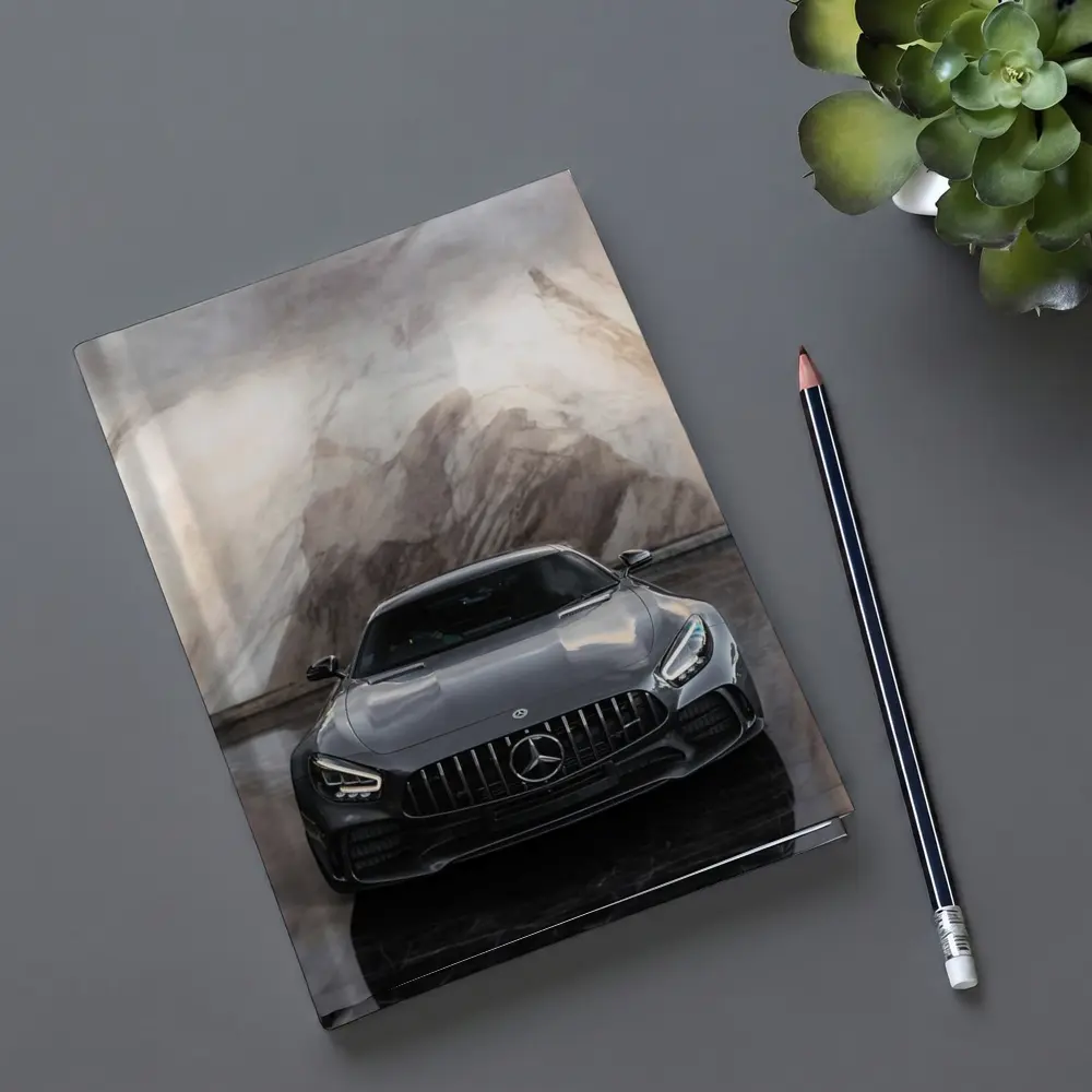 Mercedes AMG GT Front View Marble Background – Notebooks