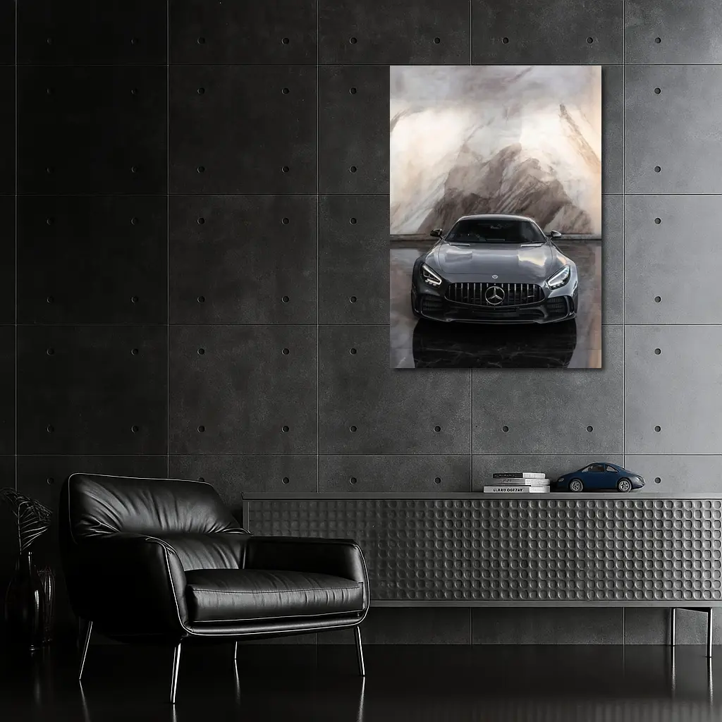 Mercedes AMG GT Front View Marble Background – Wall Art