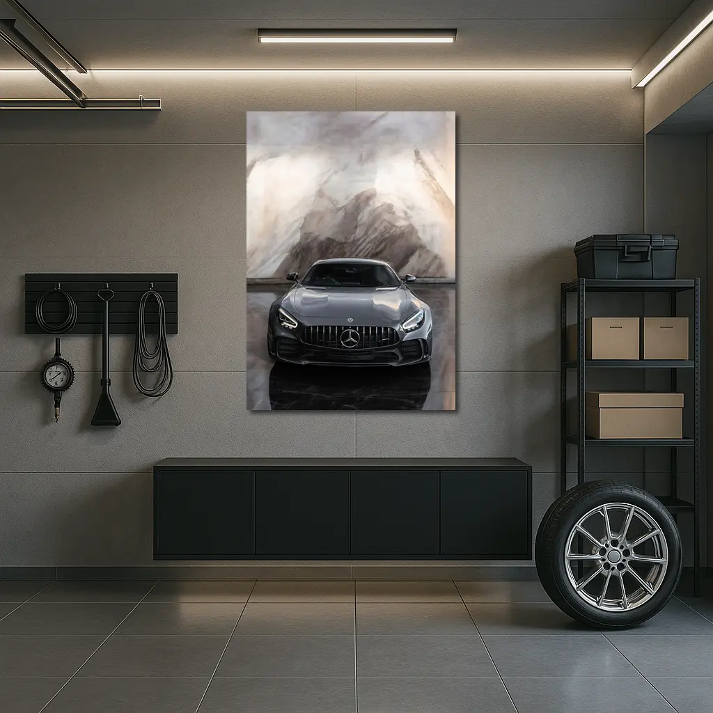 Mercedes AMG GT Front View Marble Background – Wall Art
