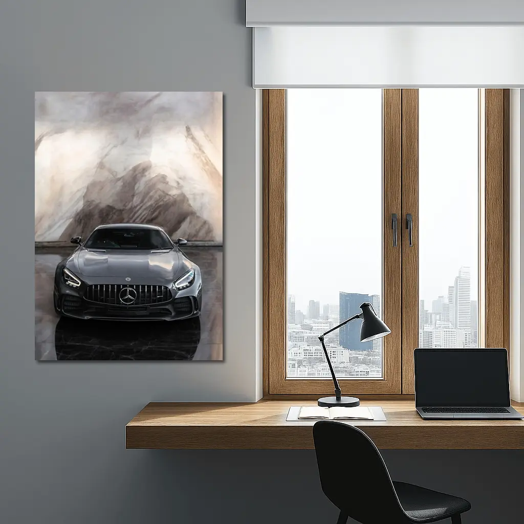 Mercedes AMG GT Front View Marble Background – Wall Art
