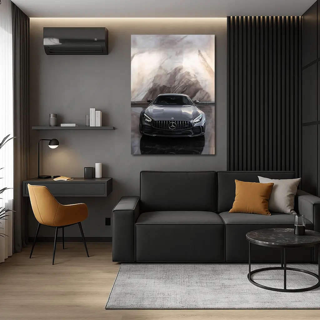 Mercedes AMG GT Front View Marble Background – Wall Art