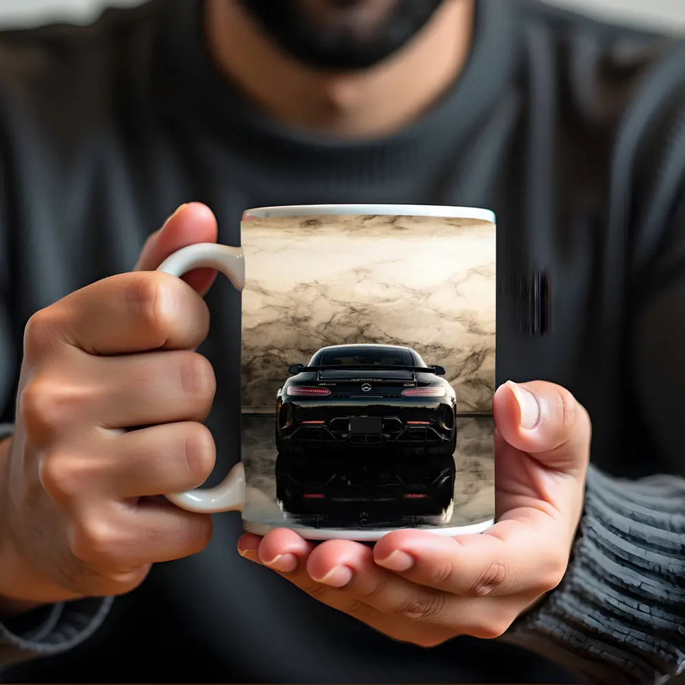 Mercedes AMG GT Black Marble Background – Mugs