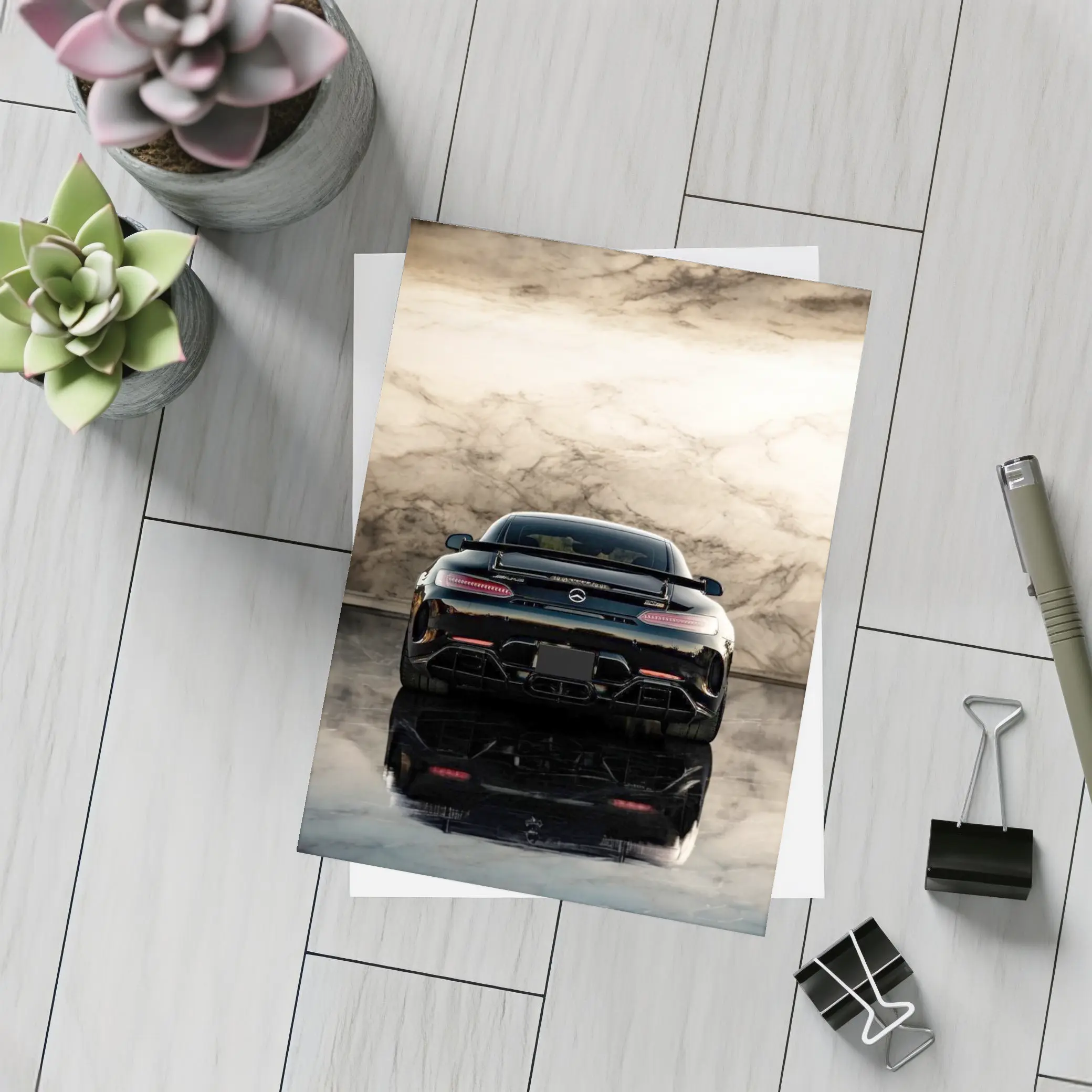 Mercedes AMG GT Black Marble Background – Postcards