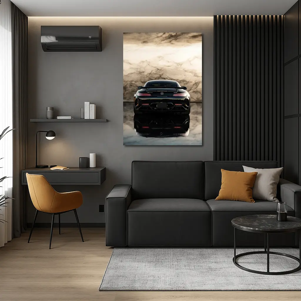 Mercedes AMG GT Black Marble Background – Wall Art