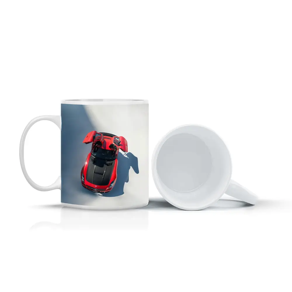 Mercedes SLS AMG Red Gullwing Overhead View – Mugs
