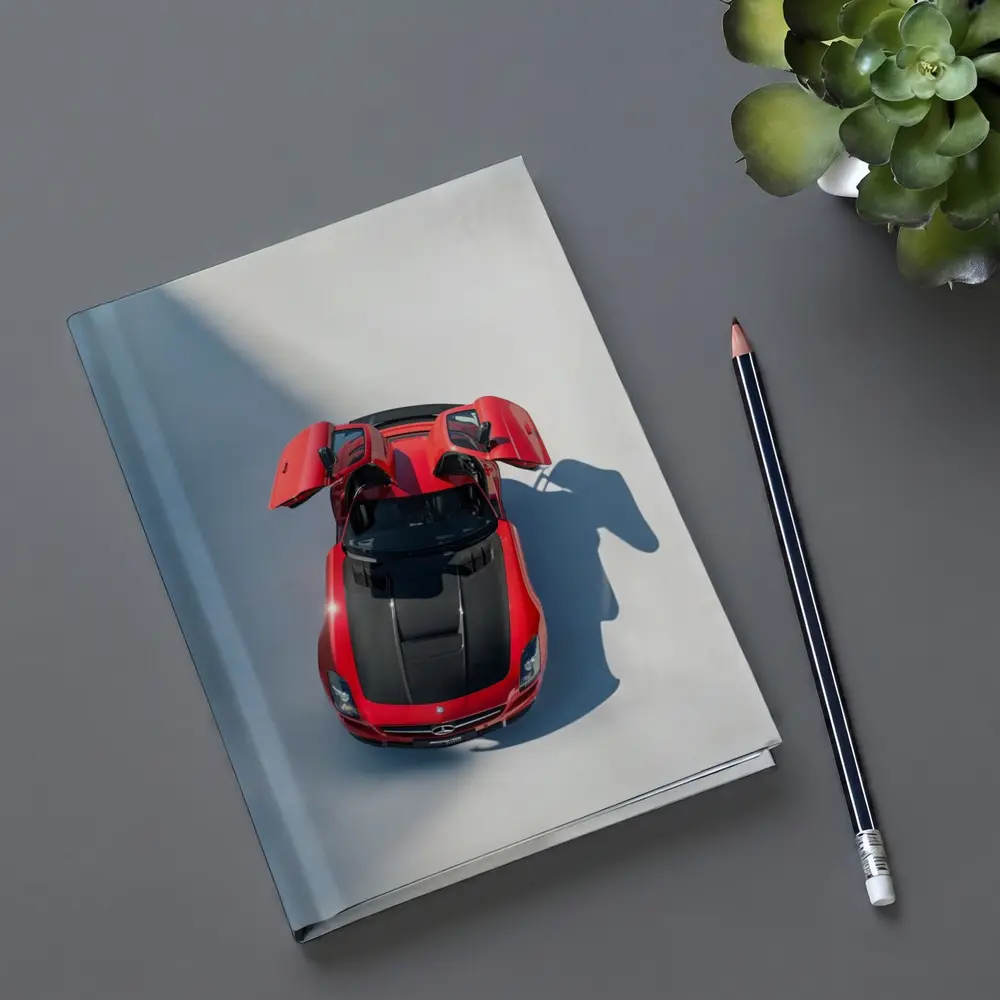 Mercedes SLS AMG Red Gullwing Overhead View – Notebooks