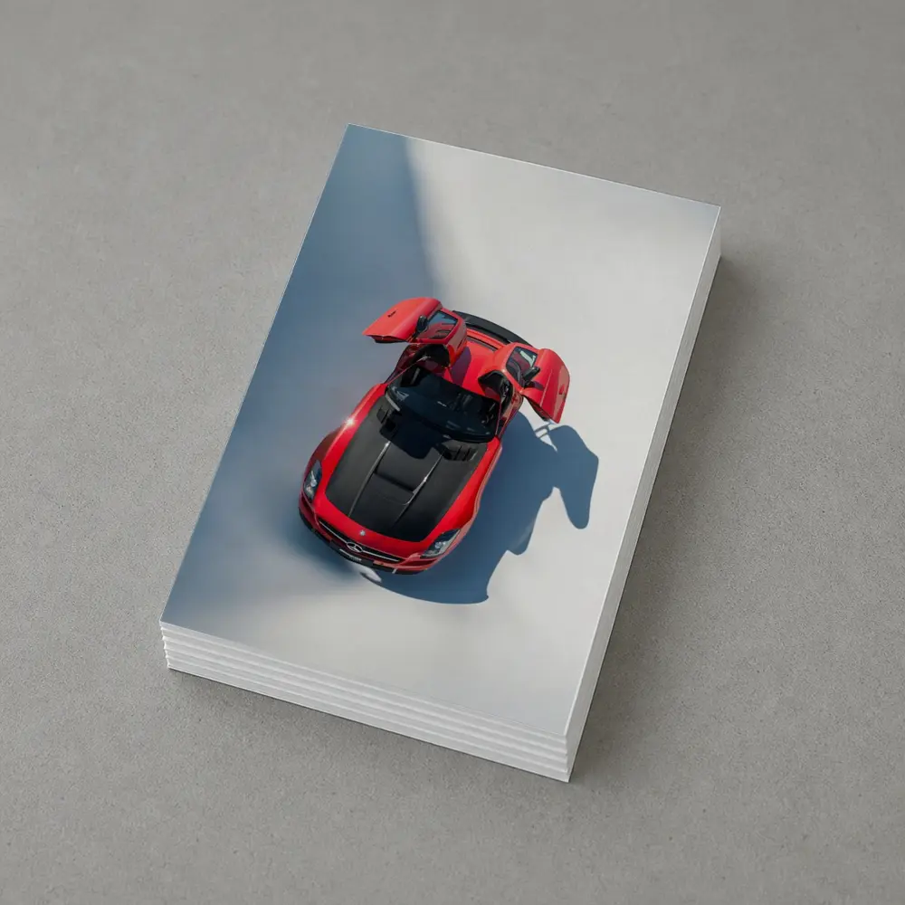 Mercedes SLS AMG Red Gullwing Overhead View – Postcards