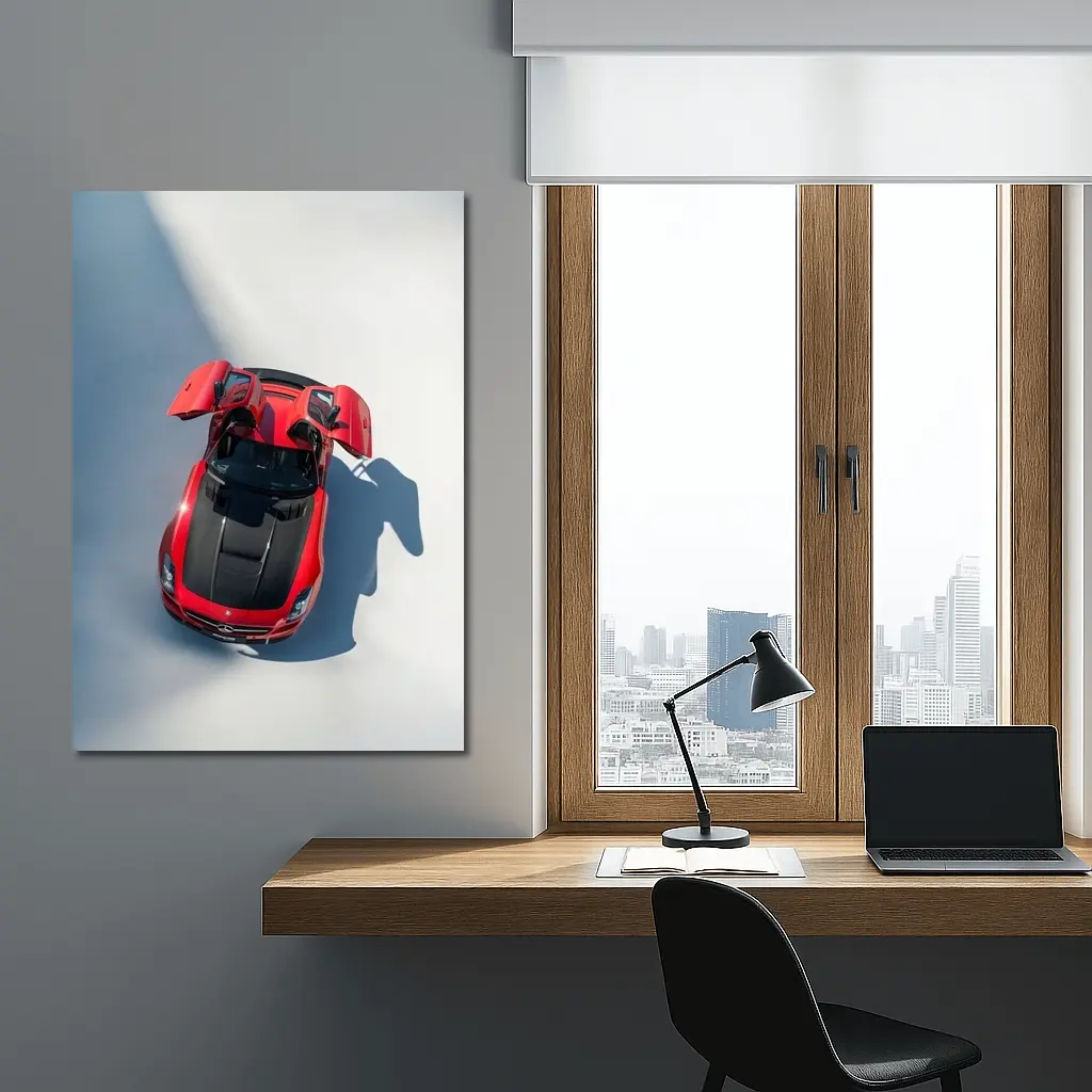 Mercedes SLS AMG Red Gullwing Overhead View – Wall Art