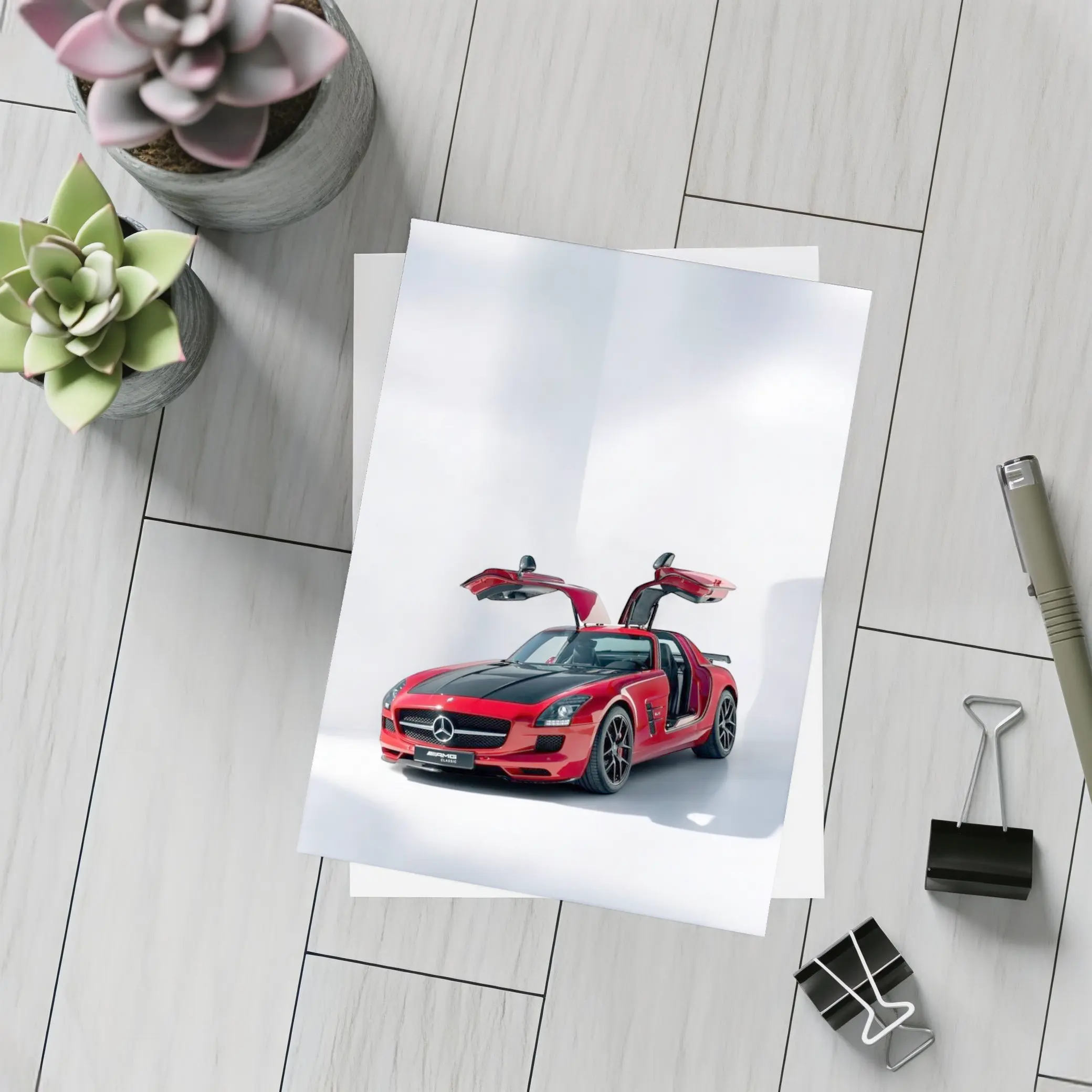 Mercedes AMG SLS Red Gullwing Studio – Postcards